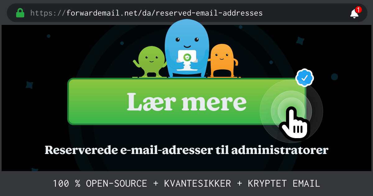 Reserverede e-mail-adresser til administratorer