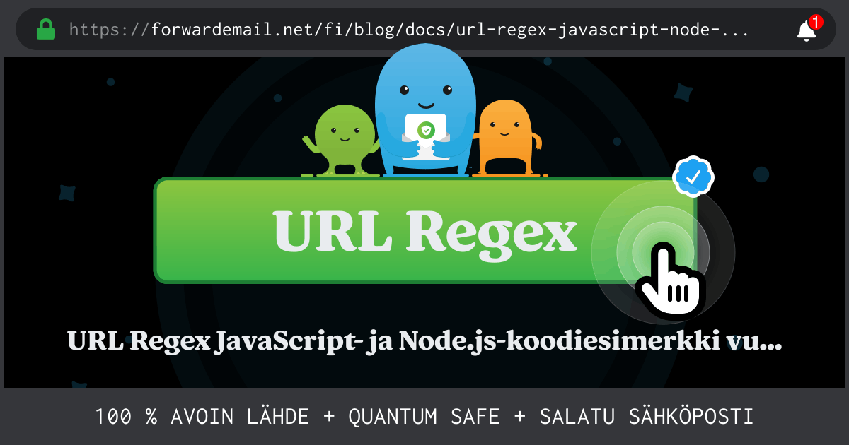 URL Regex JavaScript ja Node.js