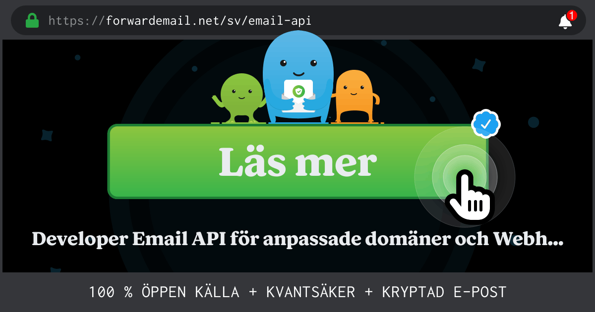 Developer Email API för anpassade domäner och Webhooks