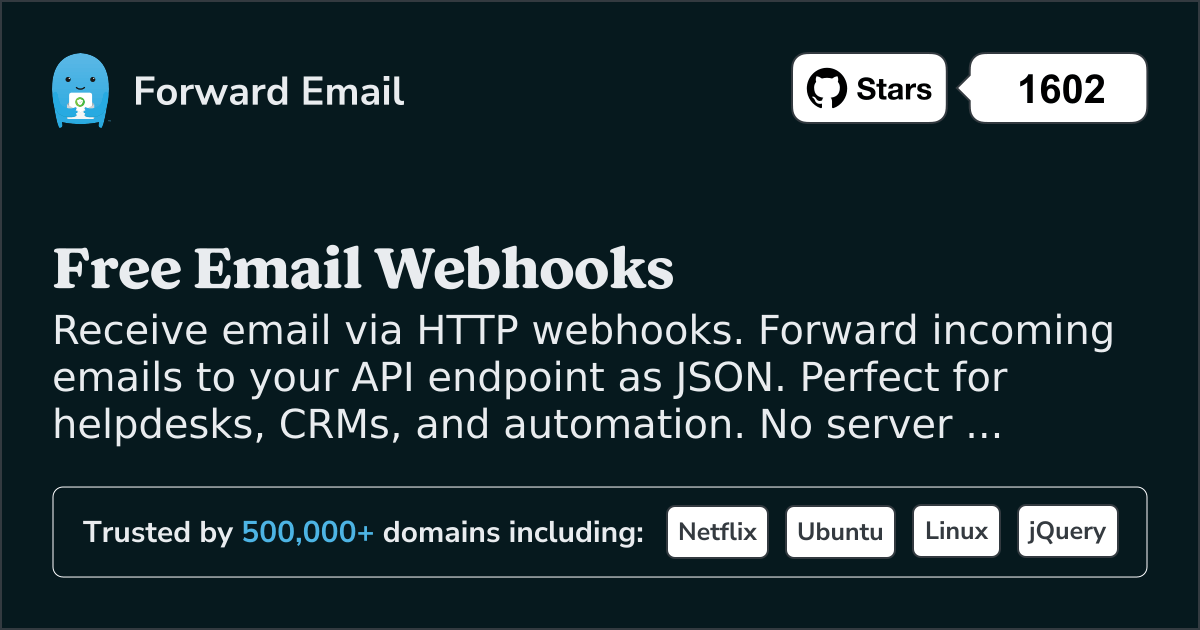 Free Email Webhooks Forward Email