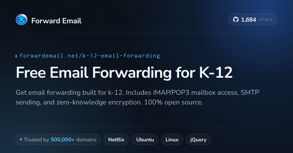 Free Email Forwarding for K-12