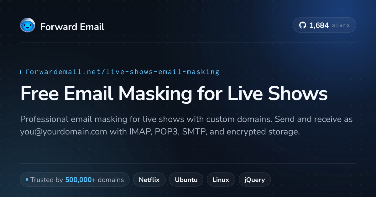 Free Email Masking for Live Shows
