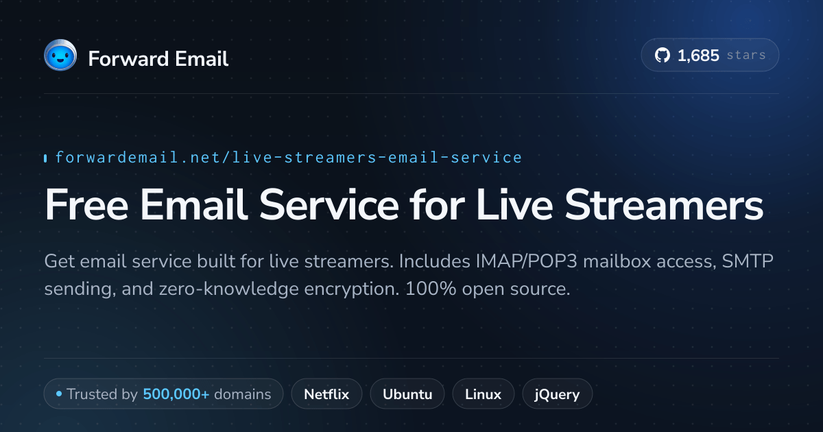 Freeform Email Free Email Service for Live Streamers