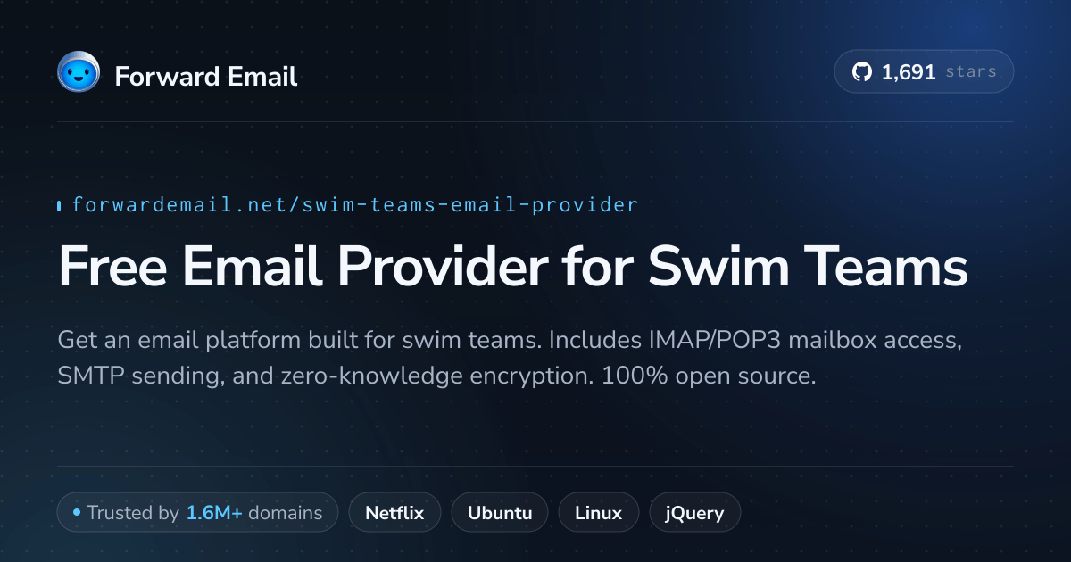 Free Email Provider for Swim Teams