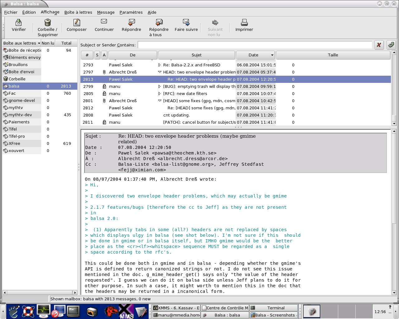 Balsa là email nguồn mở khách hàng dành cho Debian và được viết bằng ngôn ngữ lập trình C .