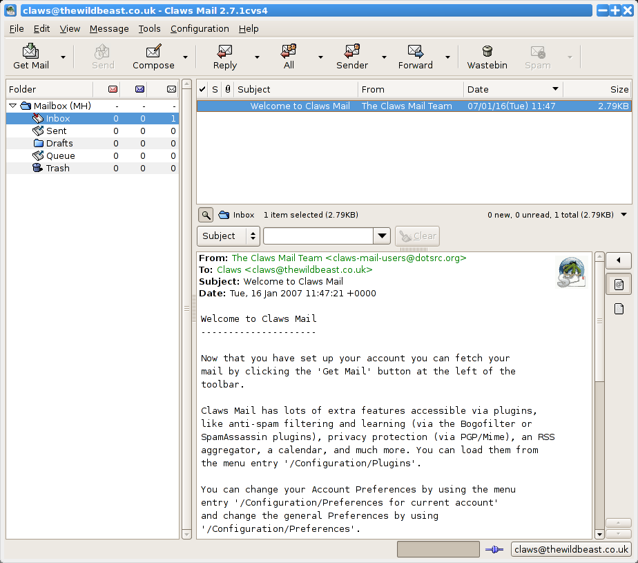 Claws Mail — это электронное письмо клиент с открытым исходным кодом для Desktop , написанное на языке программирования C (GTK) .