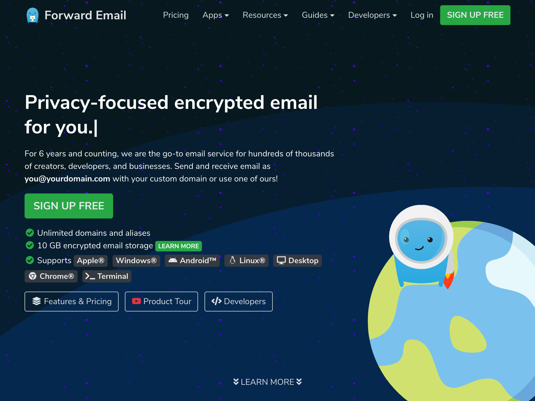Forward Email adalah email sumber terbuka server untuk Alpine Linux .