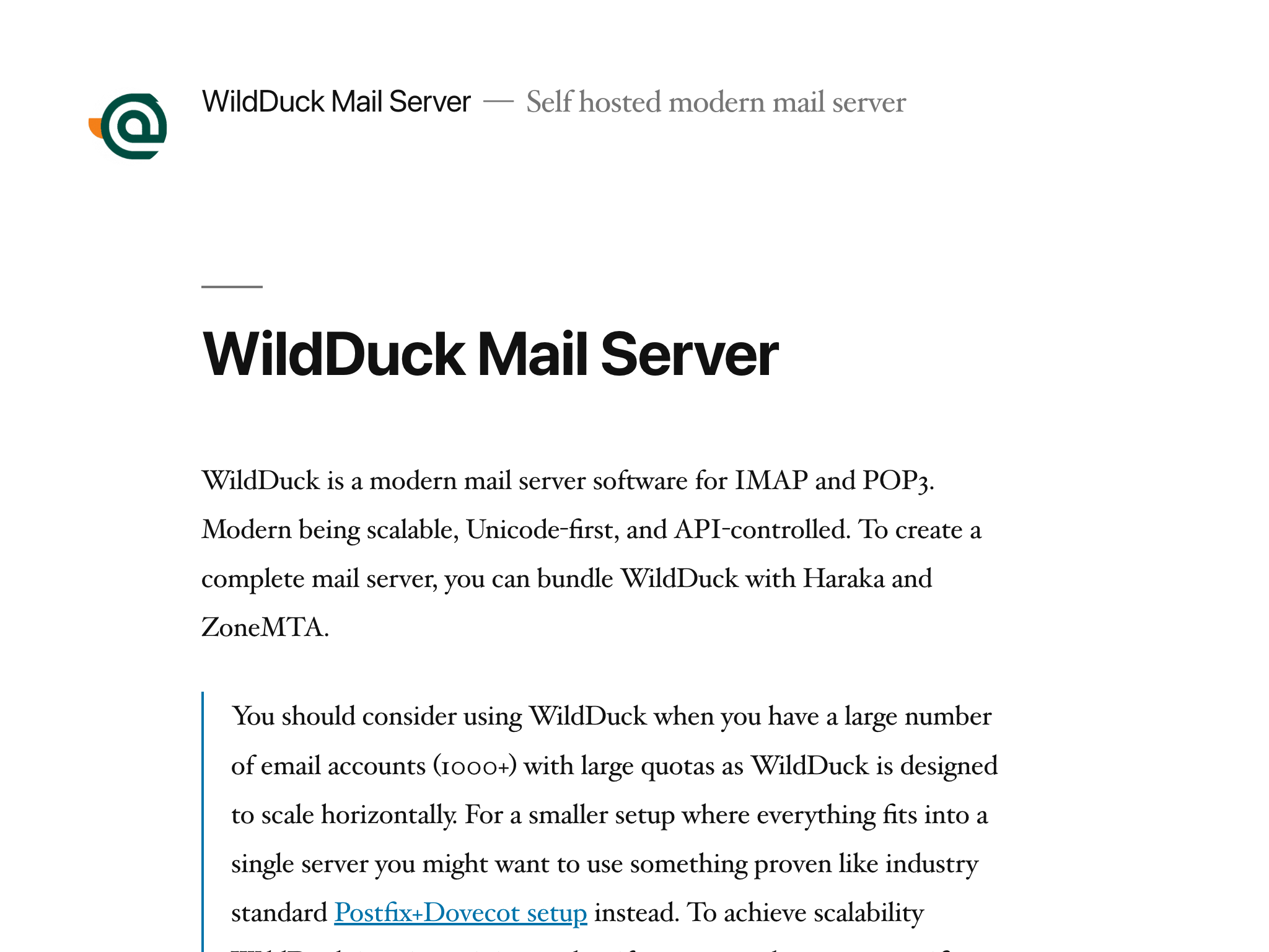 WildDuck הוא אימייל בקוד פתוח שרת עבור postmarket OS .